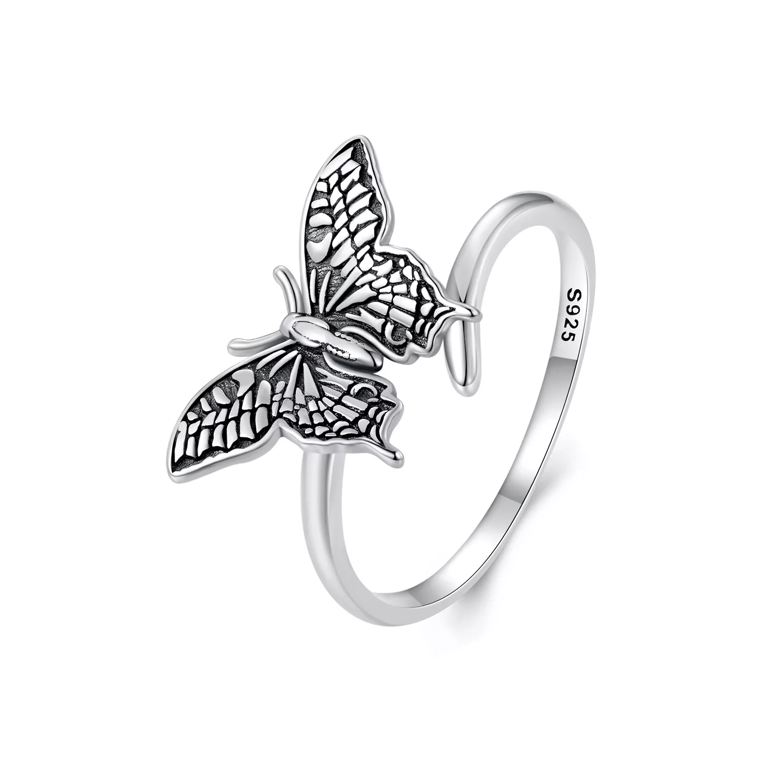anillo abierto con estilo pandora de mariposa scr966 e