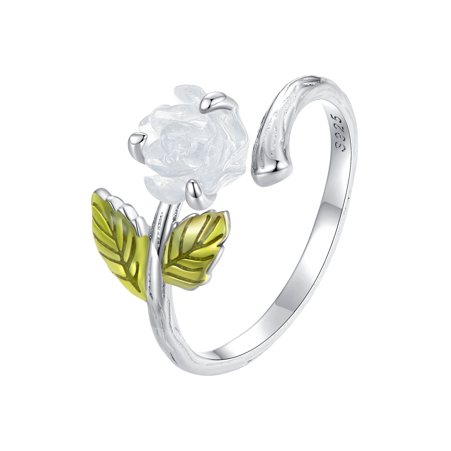 anillo abierto de cristal estilo pandora con rosa bsr472 pke