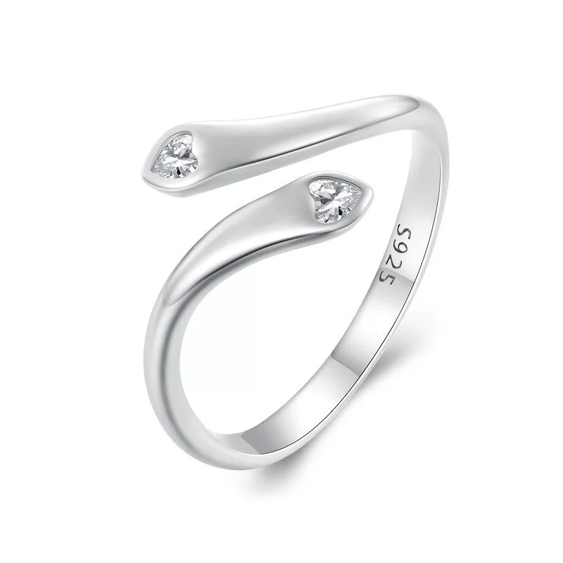 anillo abierto de doble corazón estilo pandora scr946 e