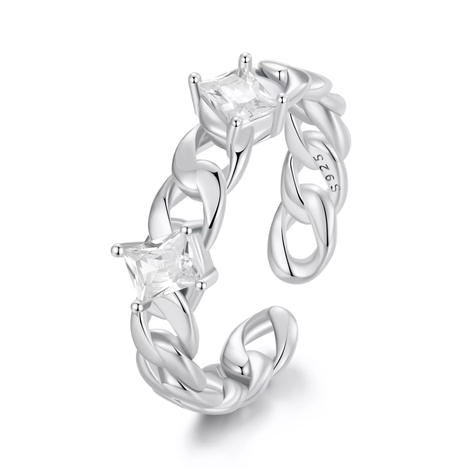 anillo abierto estilo pandora con cadena scr977 e