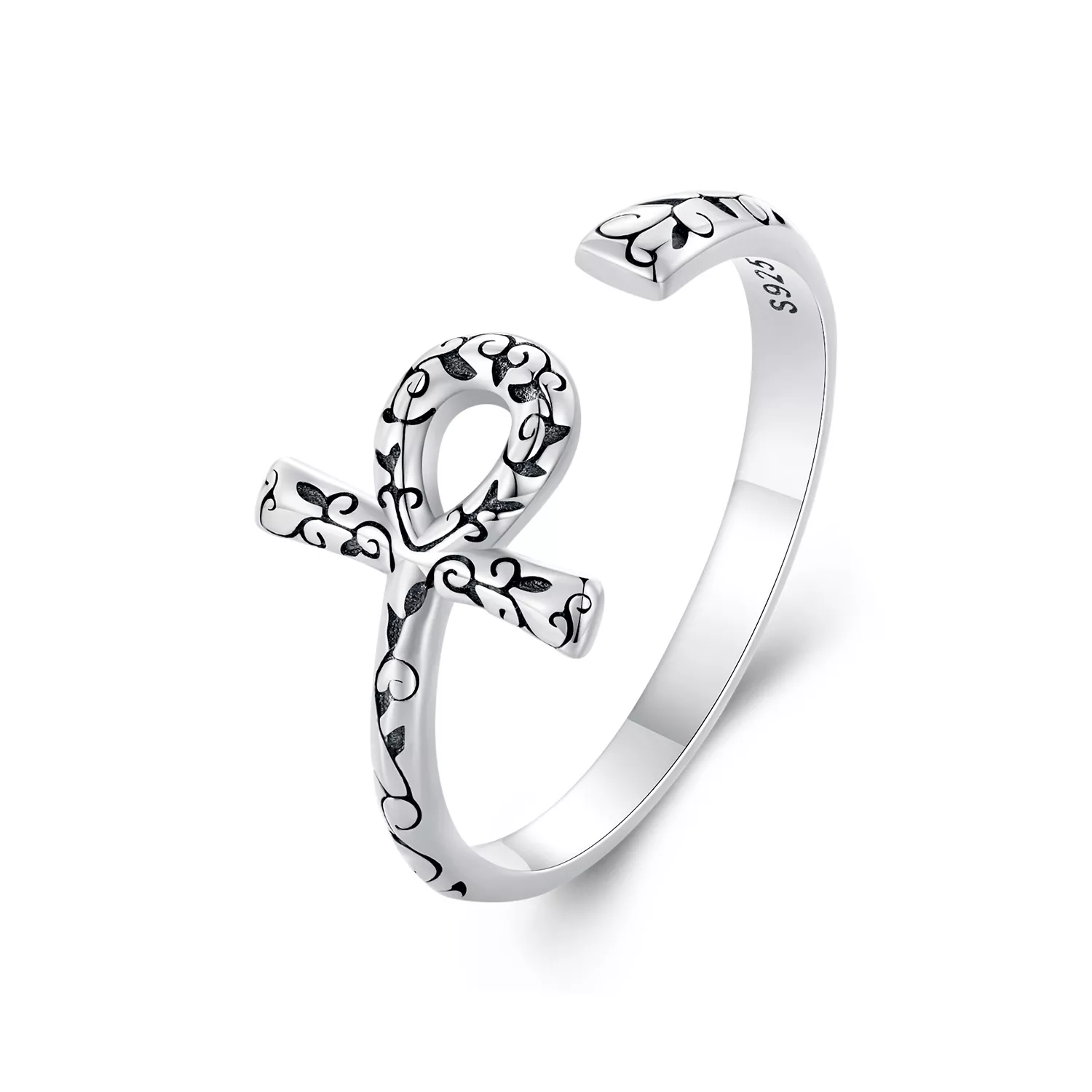 anillo abierto estilo pandora con cruz ankh scr972 e