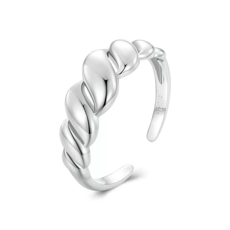 anillo abierto estilo pandora con diseño de ondas bsr459 e