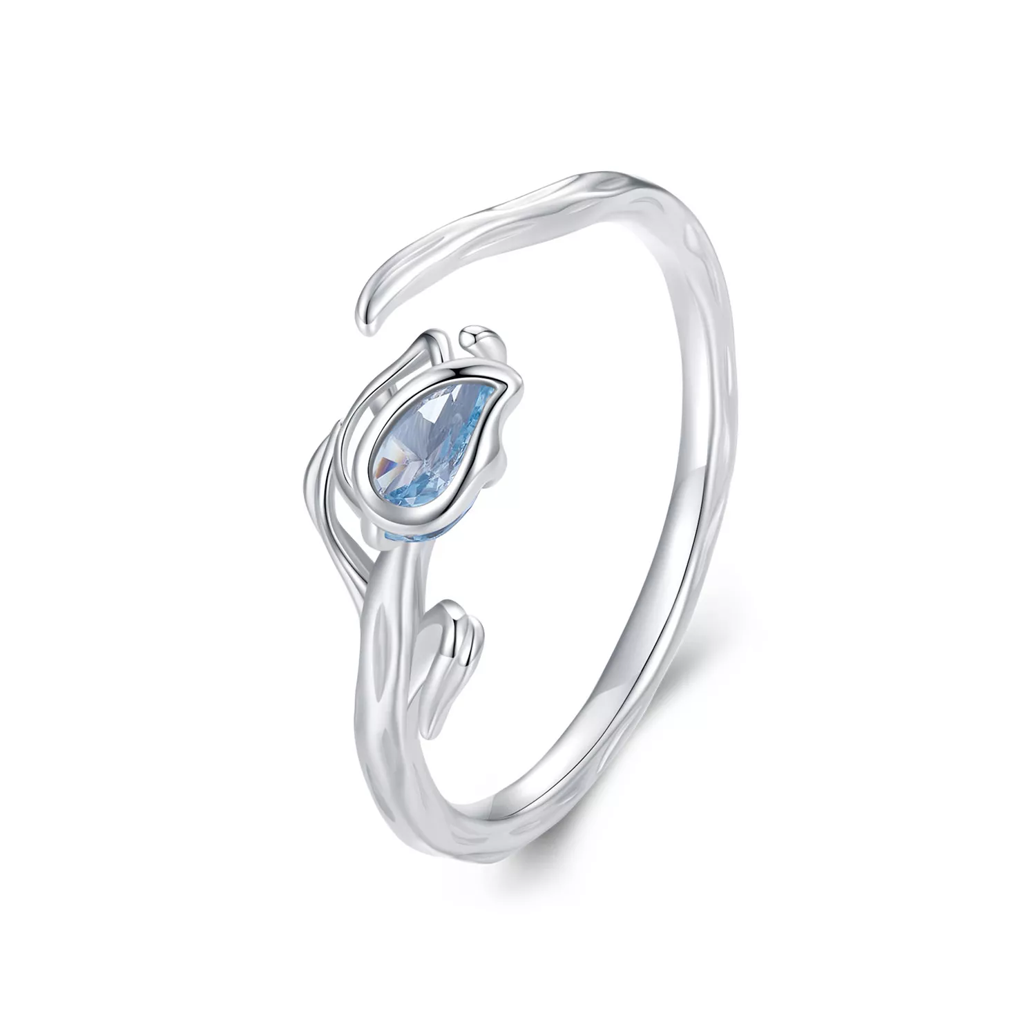 anillo abierto estilo pandora con diseño de tulipán bsr465 e