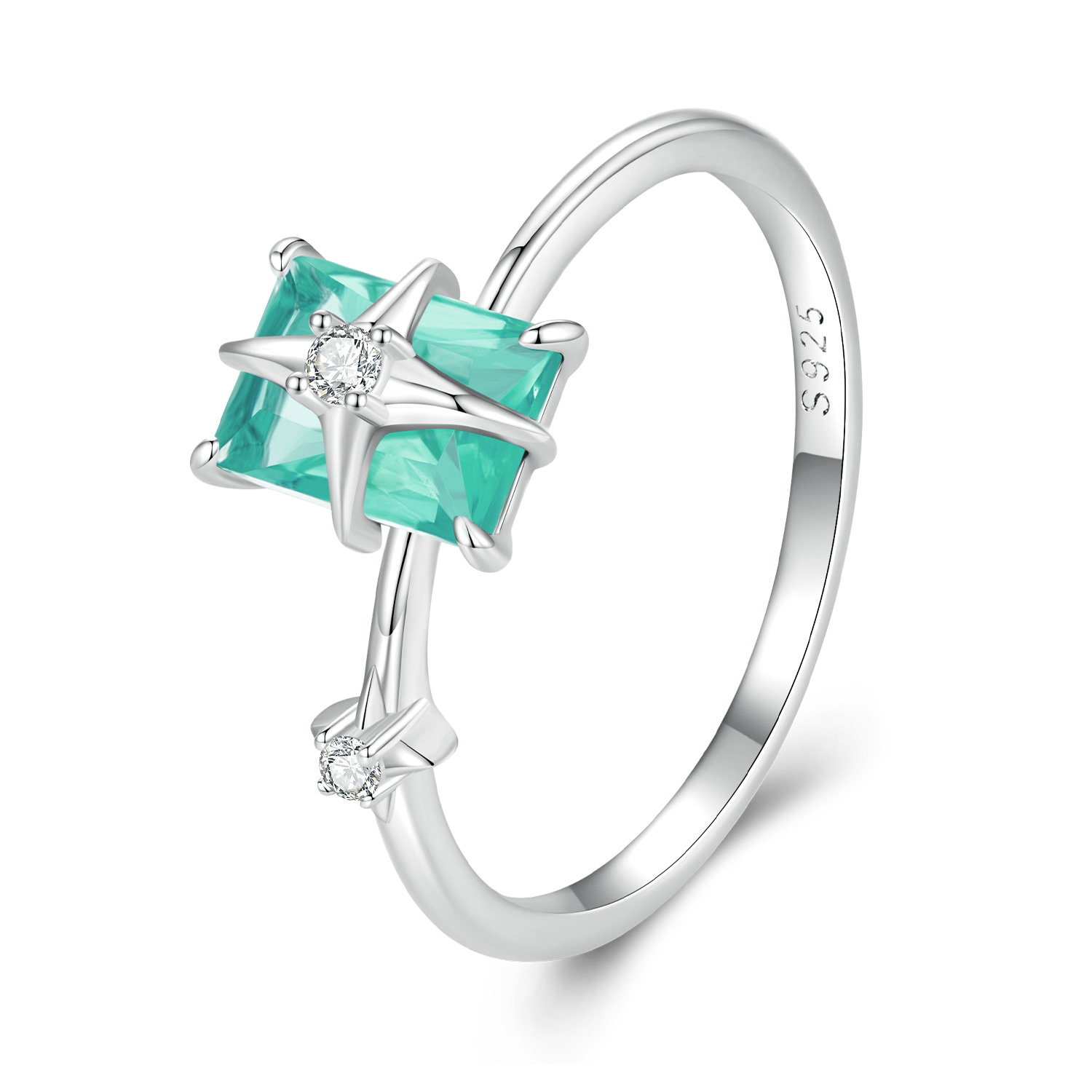 anillo de apertura de cristal con estilo pandora de estrella bsr416