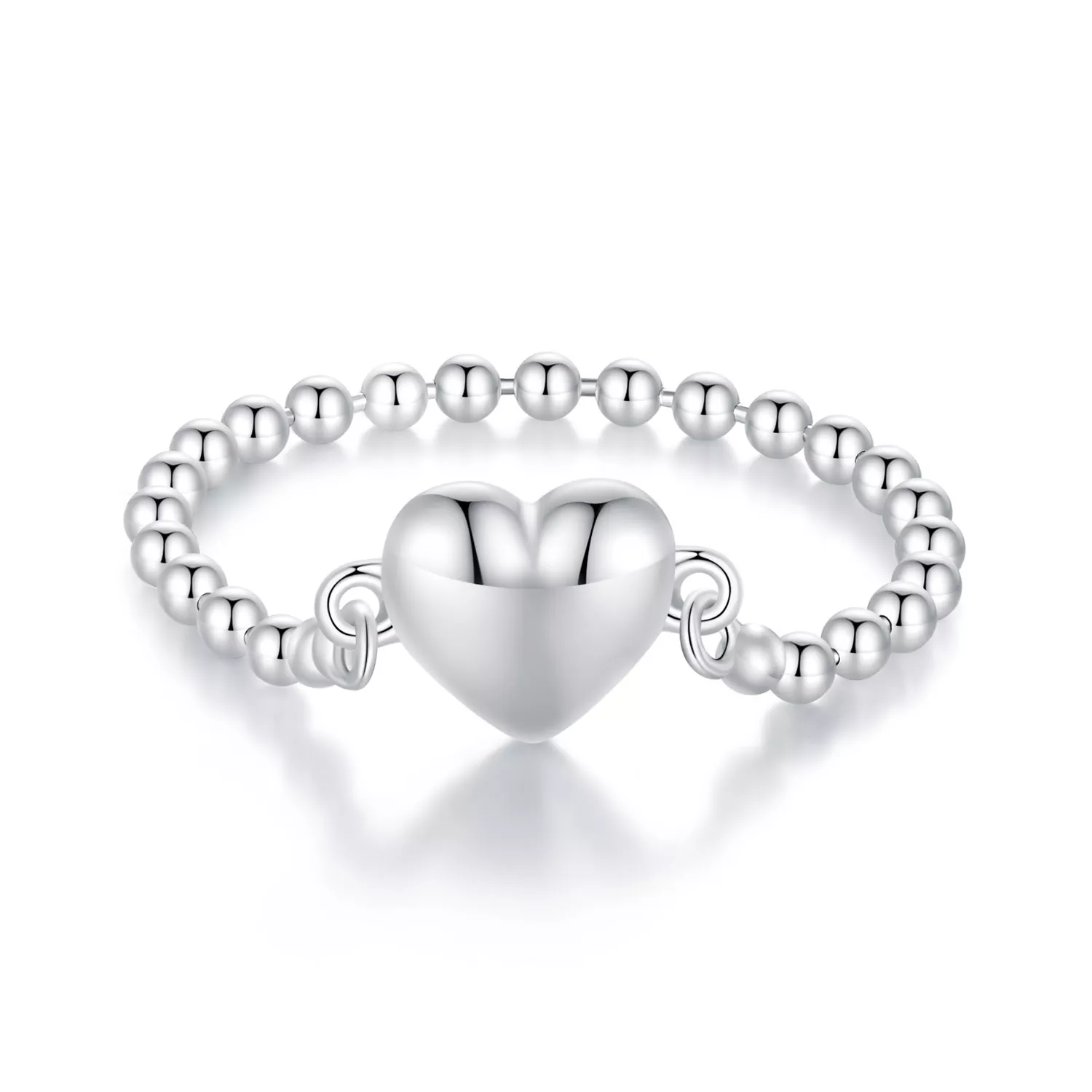 anillo de cadena en forma de corazón estilo pandora bsr488