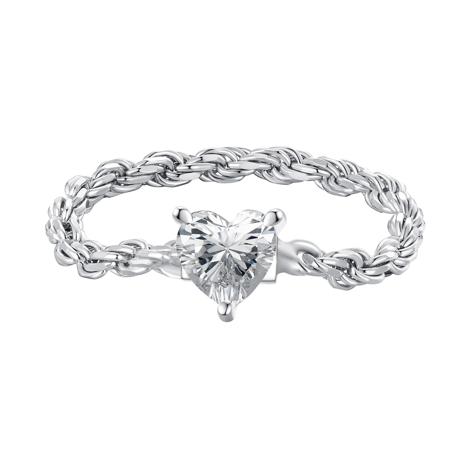 anillo de cadena estilo pandora con corazón bsr410