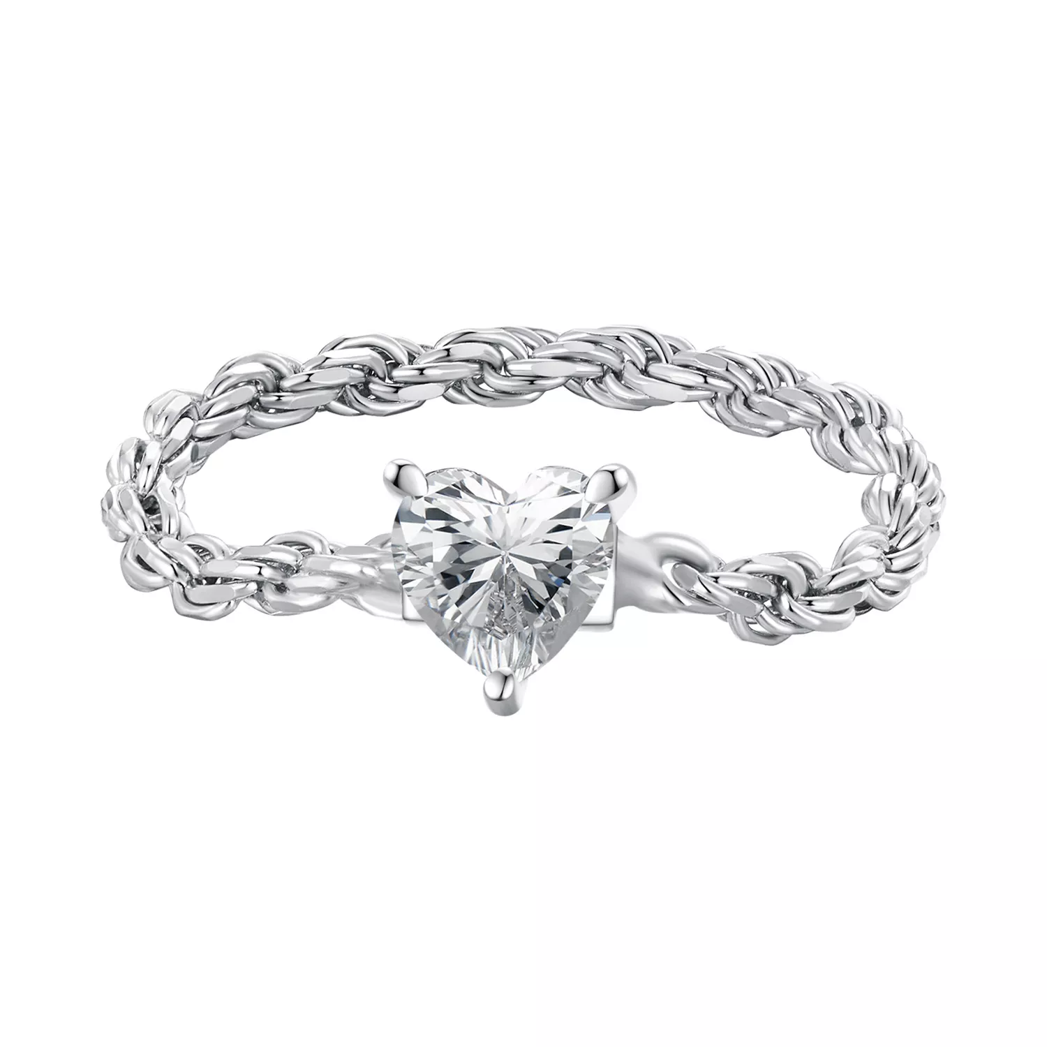 anillo de cadena estilo pandora con corazón bsr410
