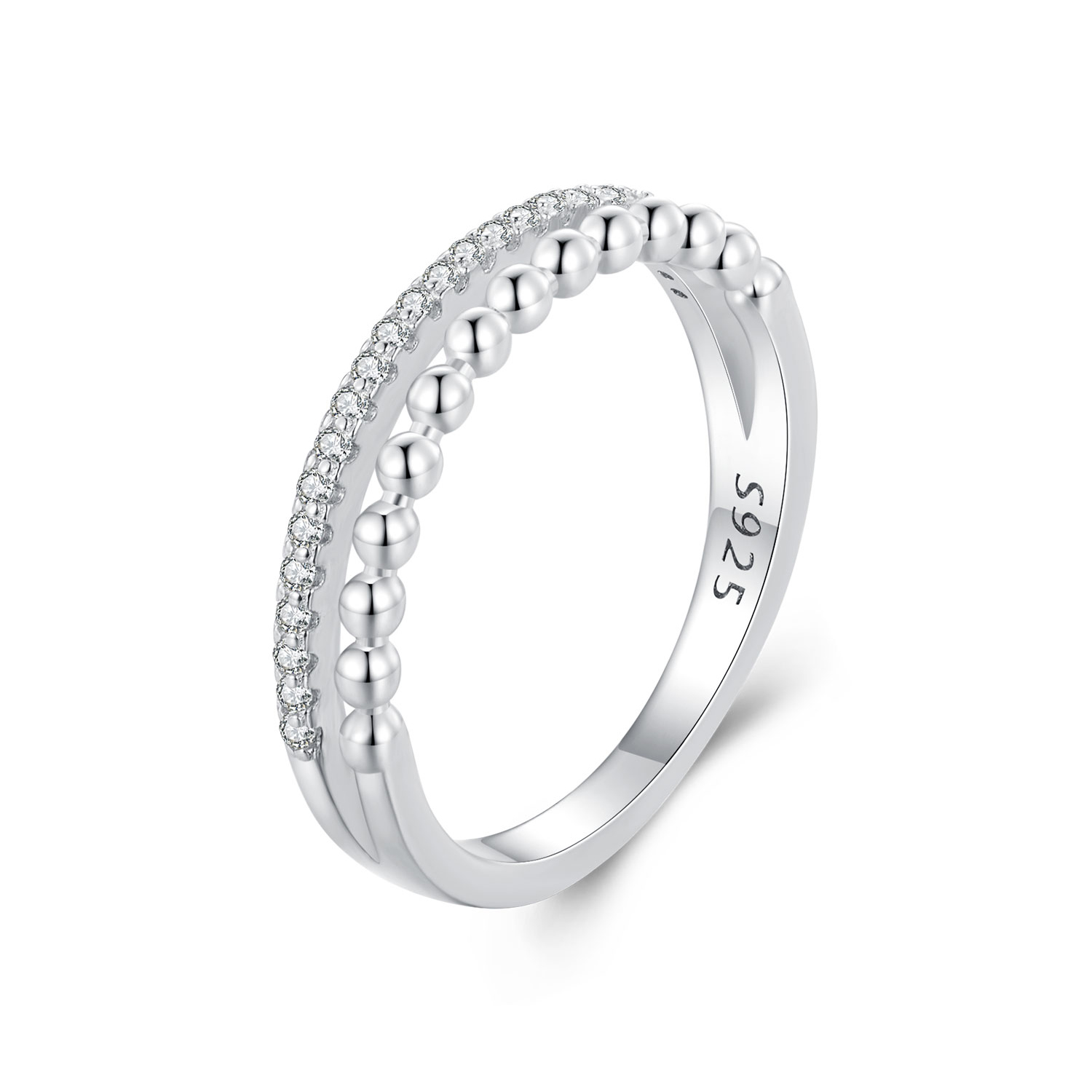 anillo de doble capa estilo pandora bsr463