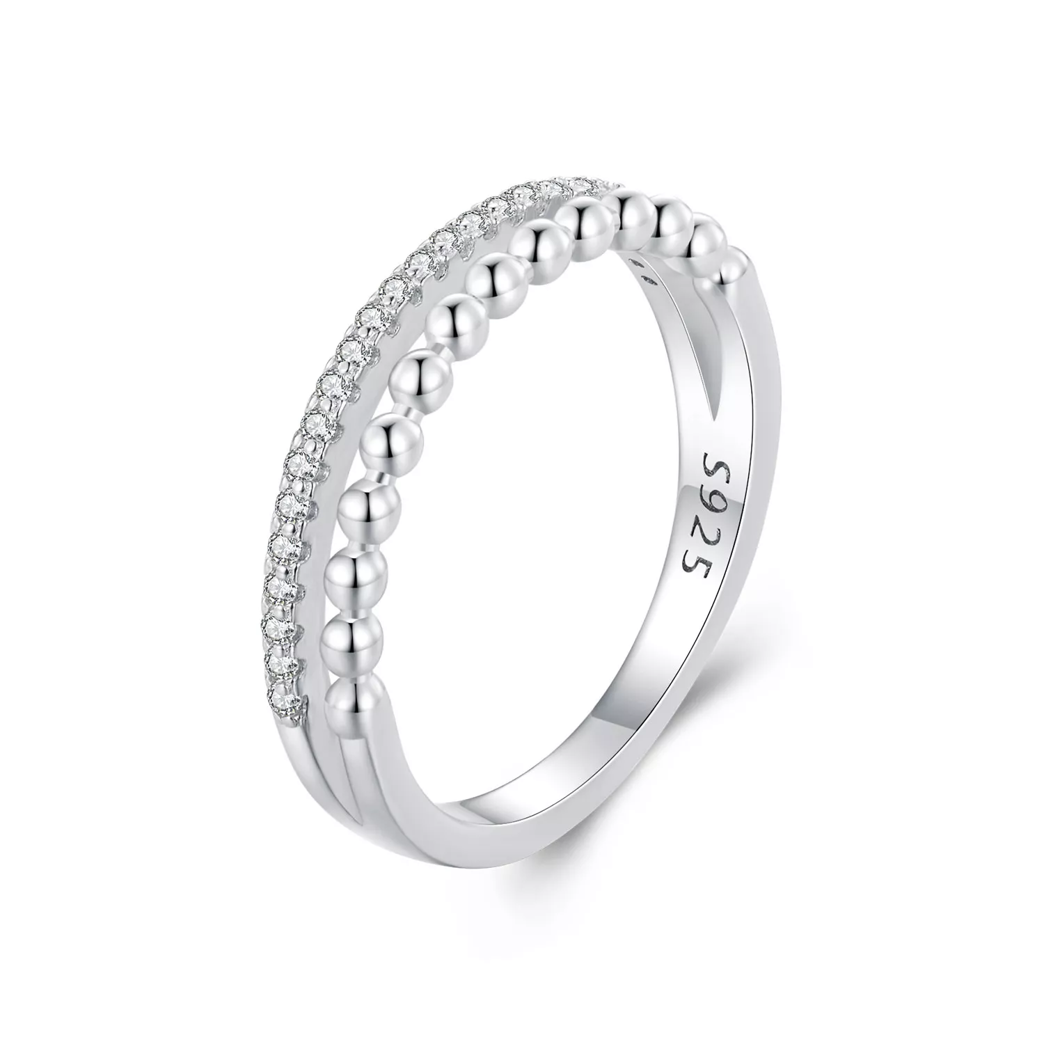 anillo de doble capa estilo pandora bsr463