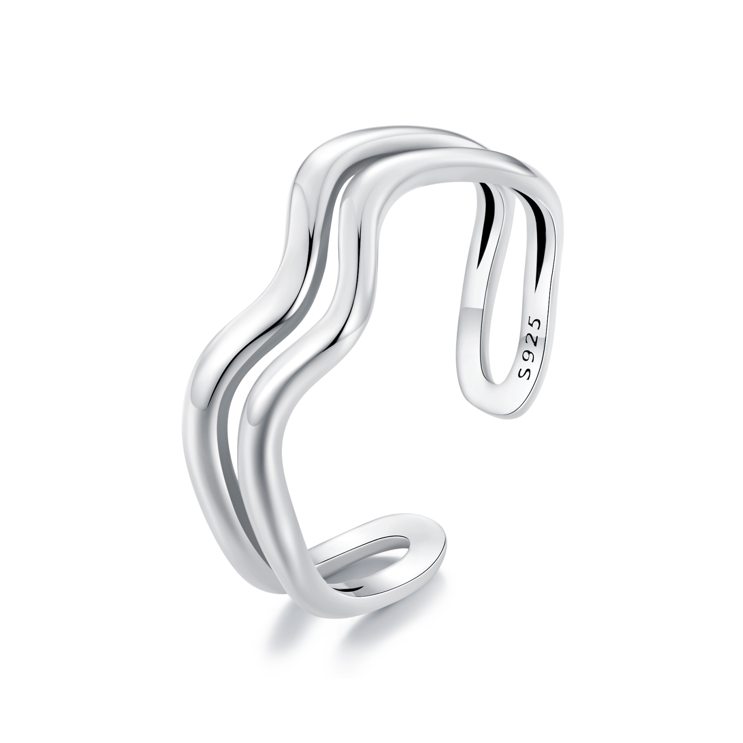 anillo de doble capa estilo pandora con forma de onda scr968 e