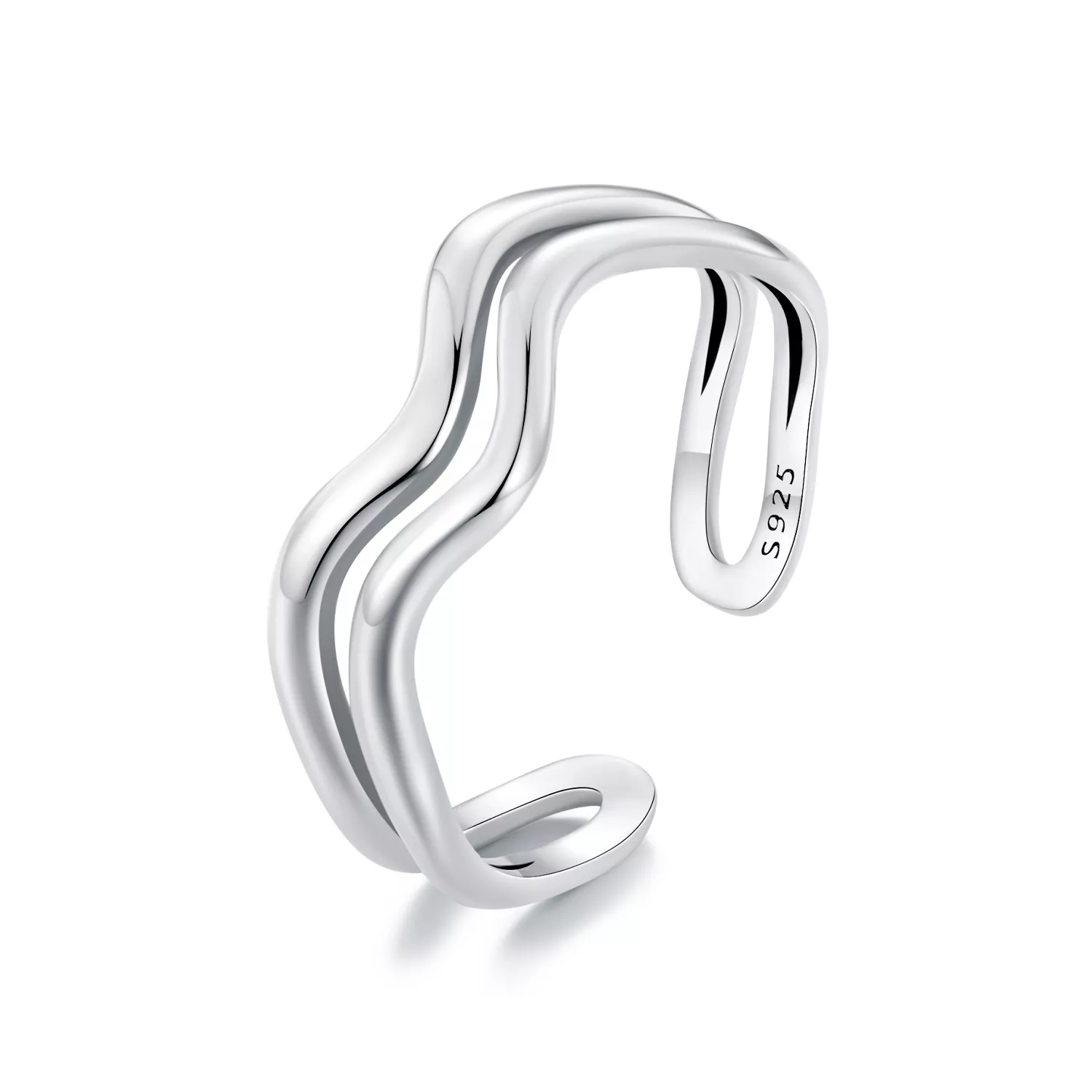 anillo de doble capa estilo pandora con forma de onda scr968 e