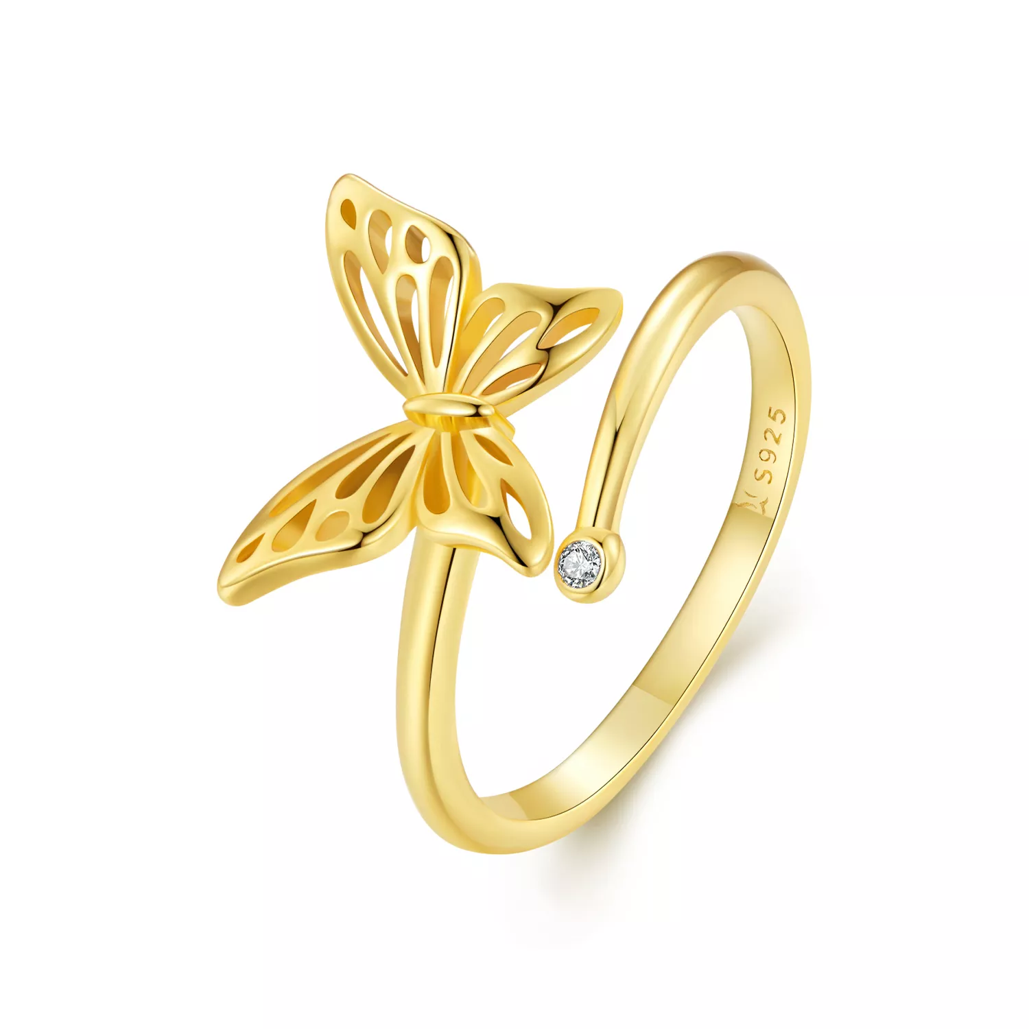 anillo de ensueño estilo pandora con mariposa dorada scr448 b