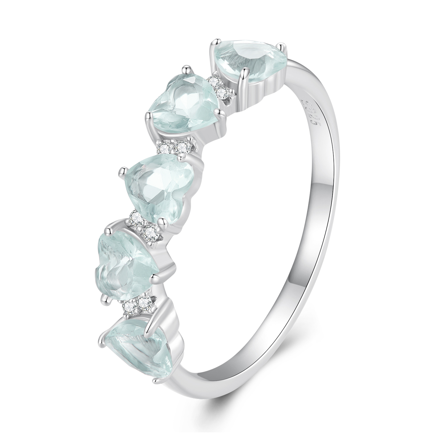 anillo de estilo pandora con corazón azul marino bsr406