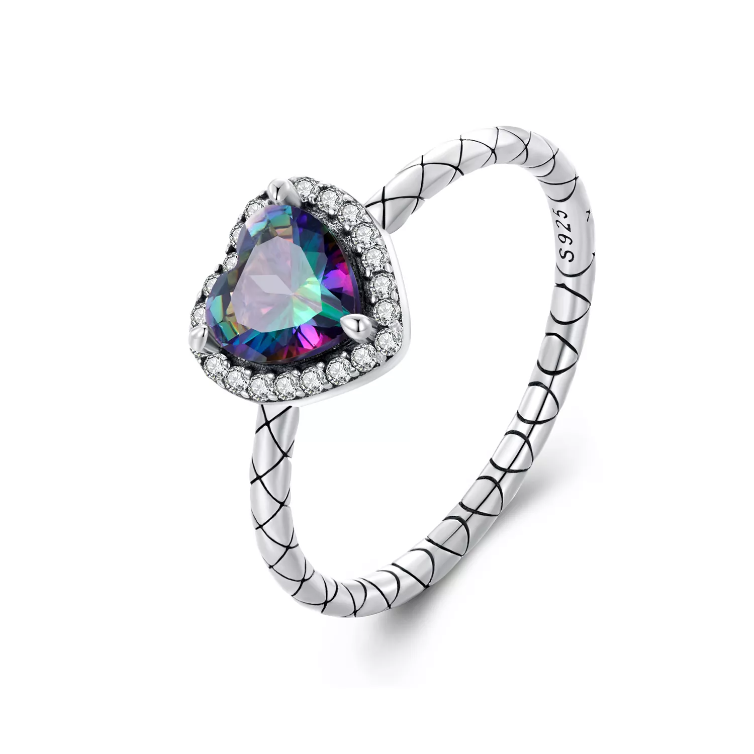 anillo de estilo pandora con corazón retro bsr481