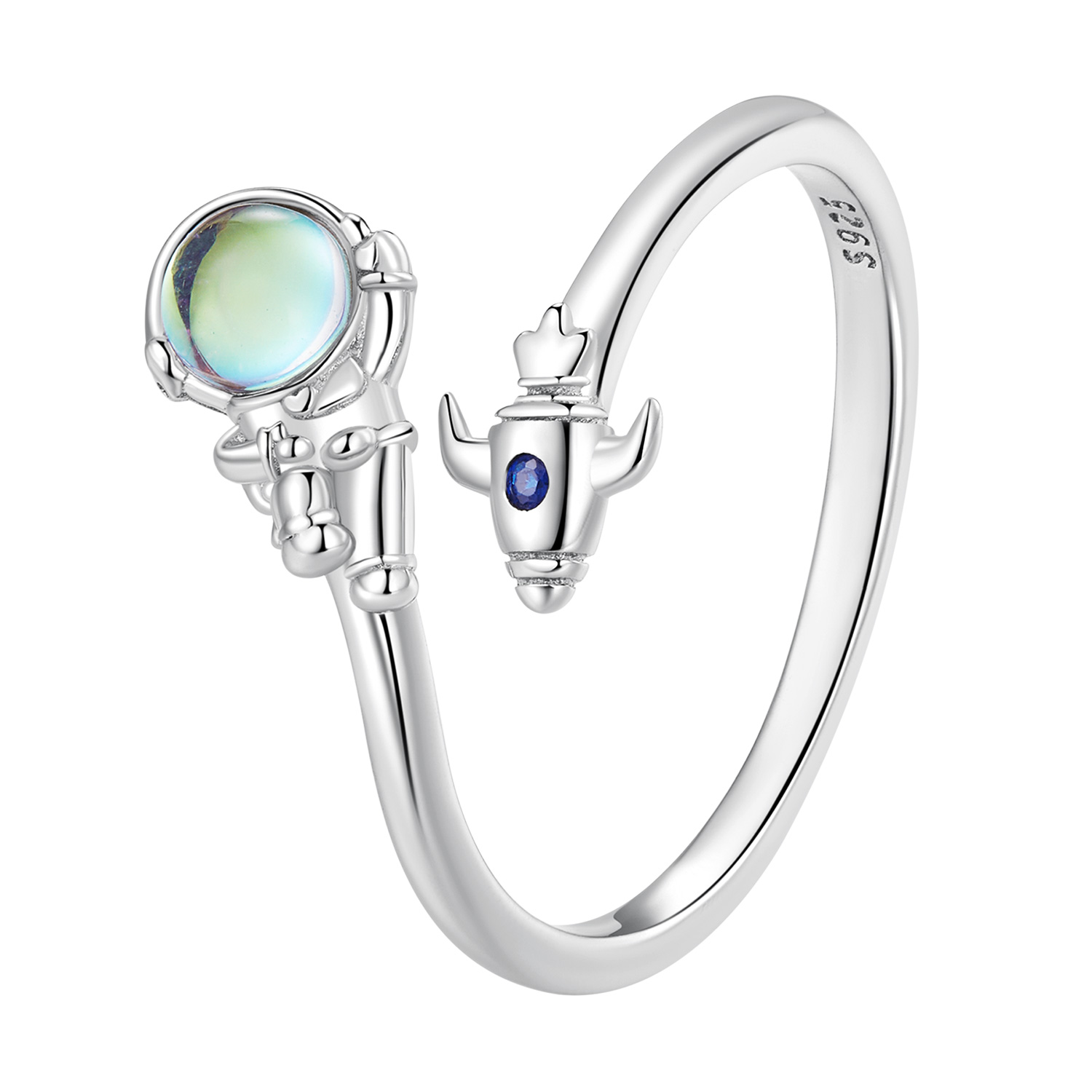 anillo de estilo pandora con nave espacial de astronauta scr920