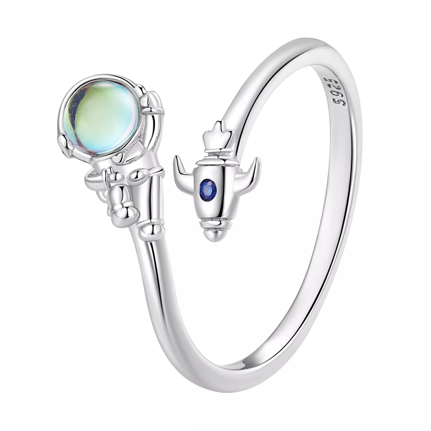 anillo de estilo pandora con nave espacial de astronauta scr920