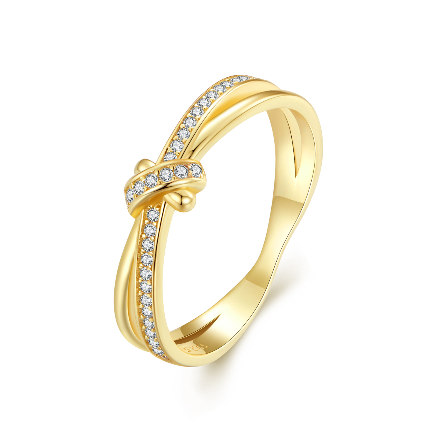 anillo de estilo pandora con nudo dorado scr896 b