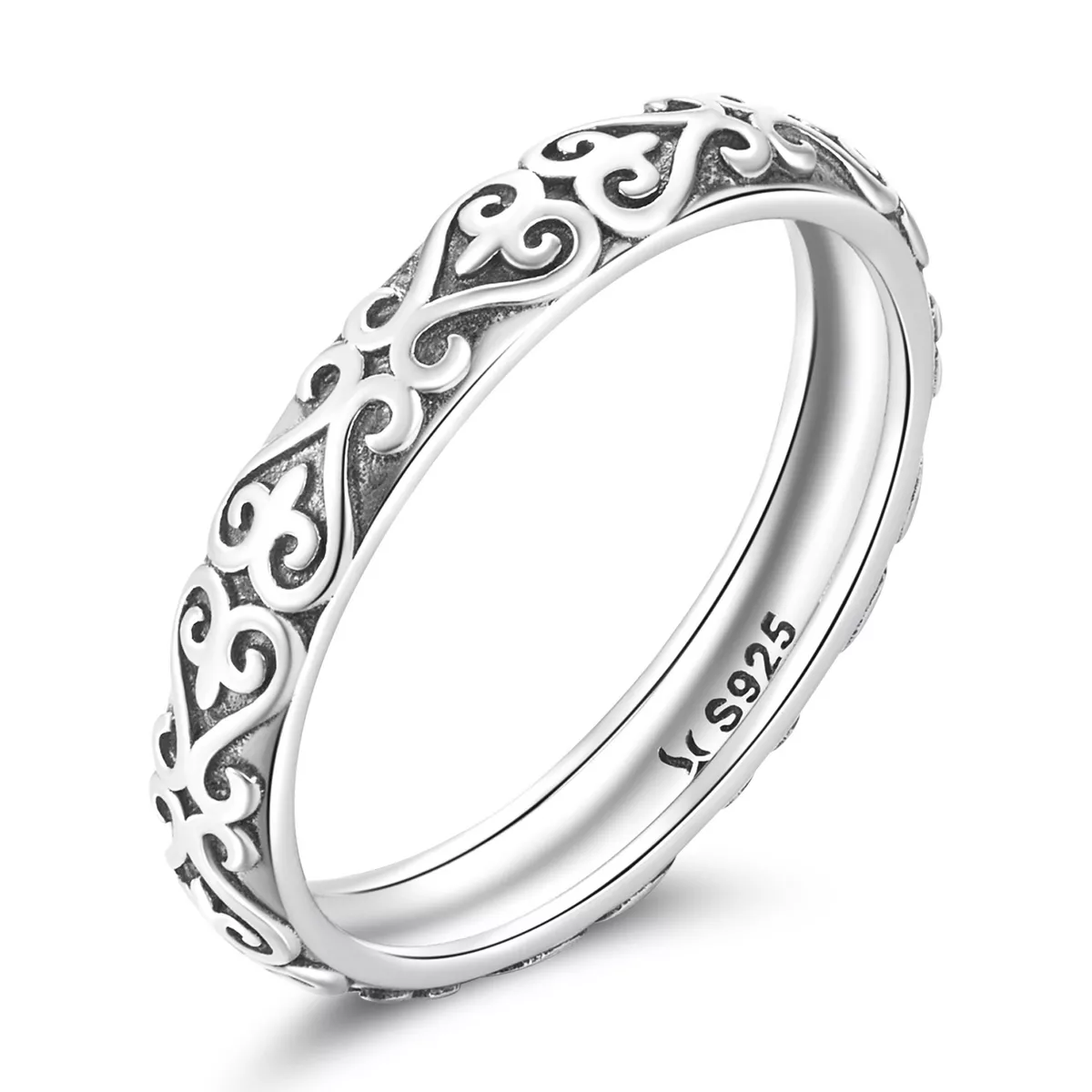 anillo de estilo pandora con patrón retro en relieve scr776