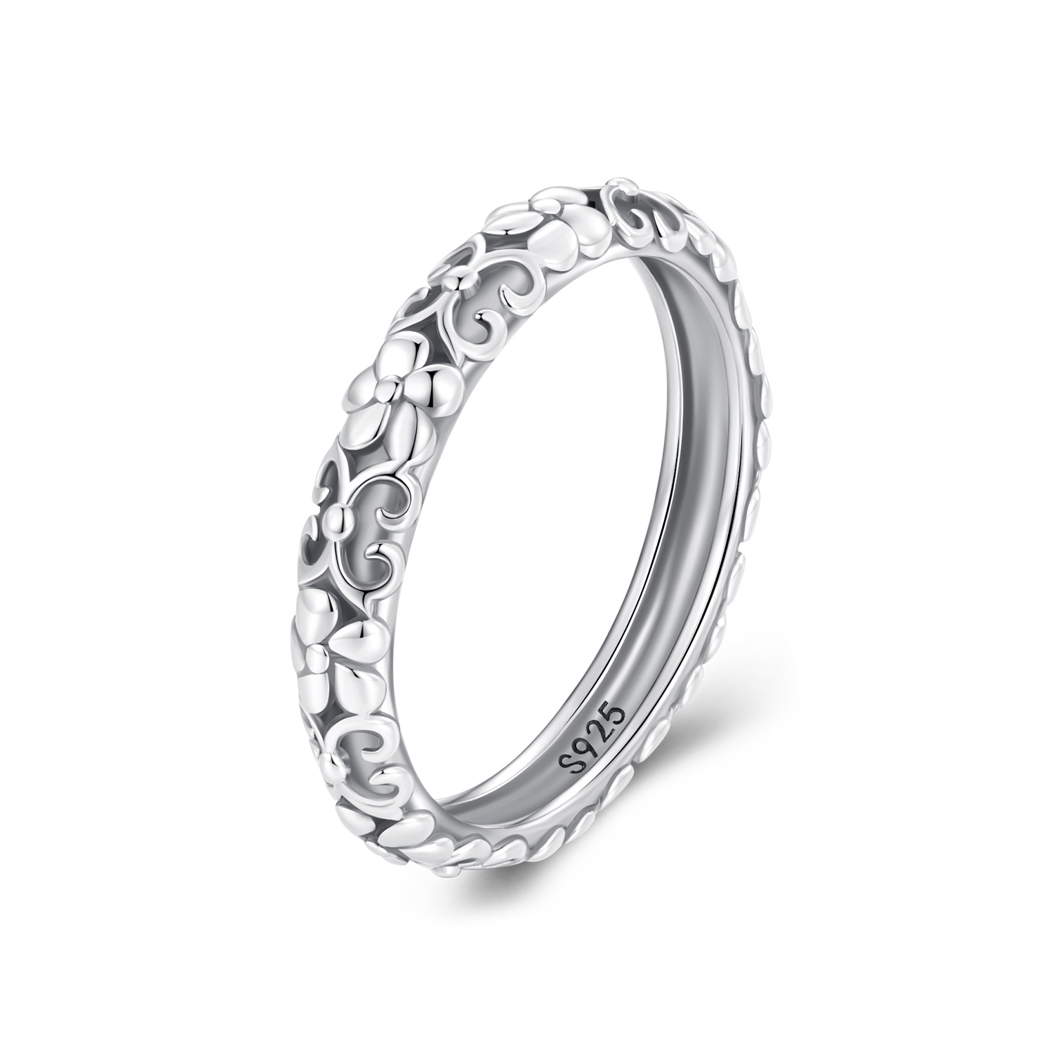 anillo de estilo pandora con patrón retro scr958