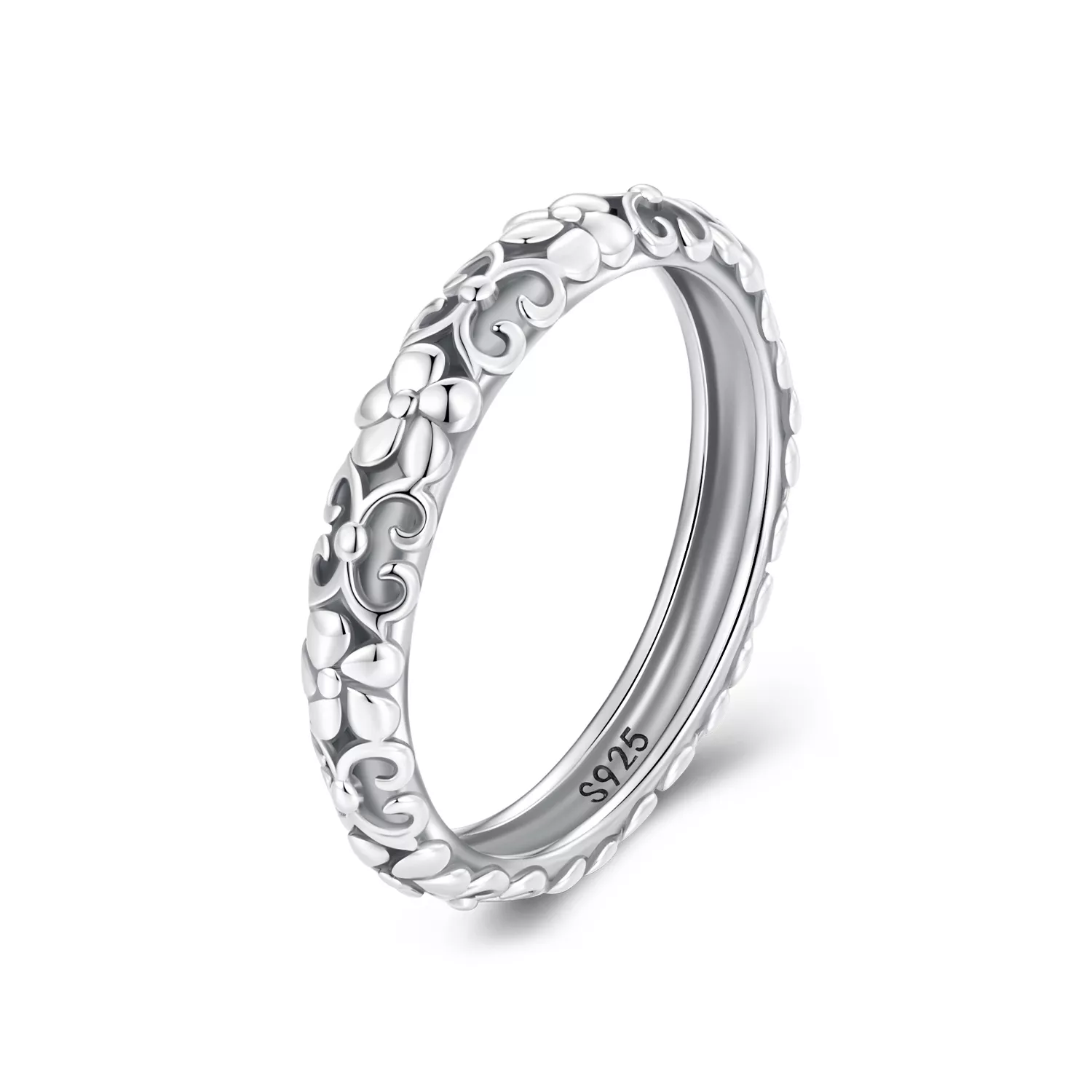 anillo de estilo pandora con patrón retro scr958