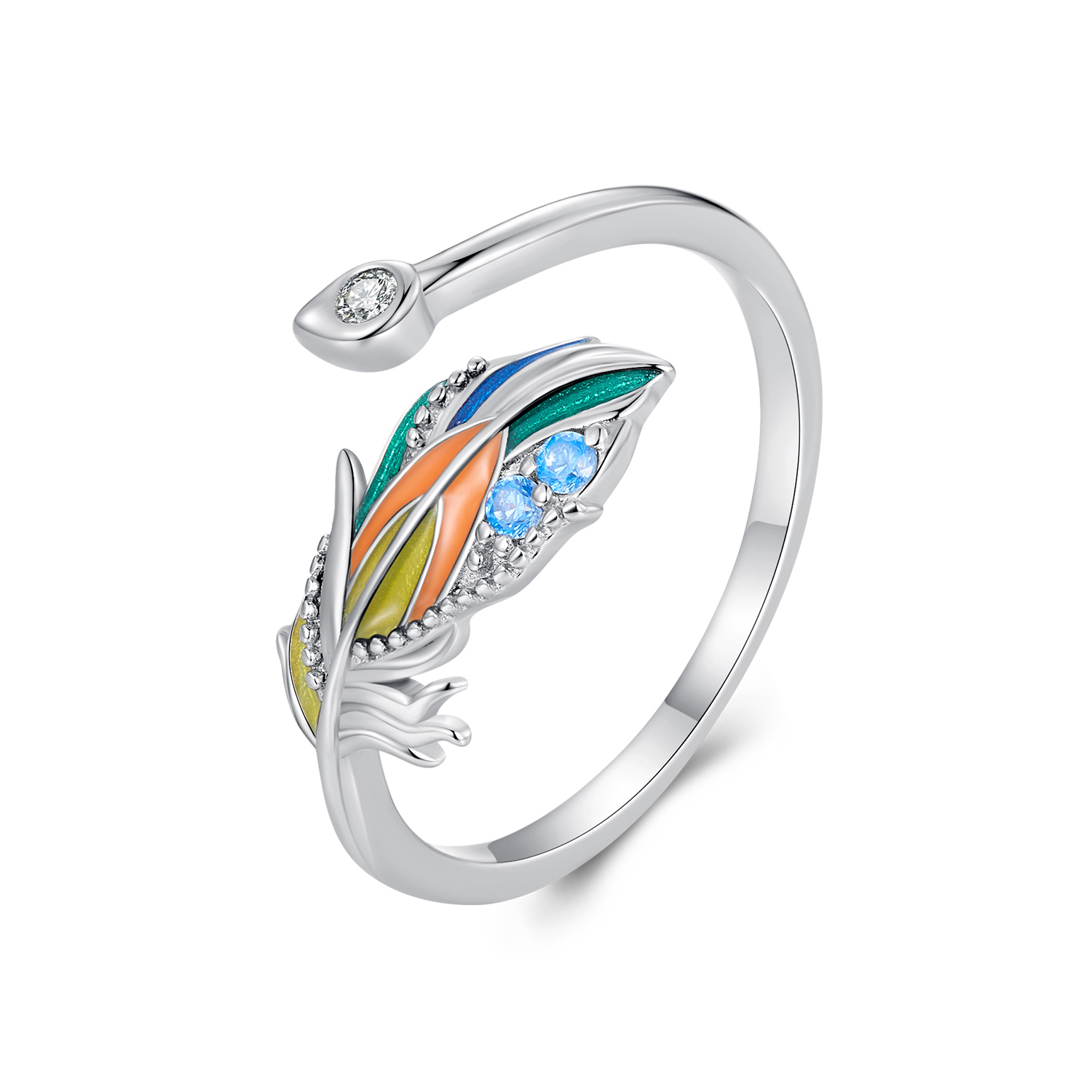 anillo de pluma de estilo pandora bsr469 e