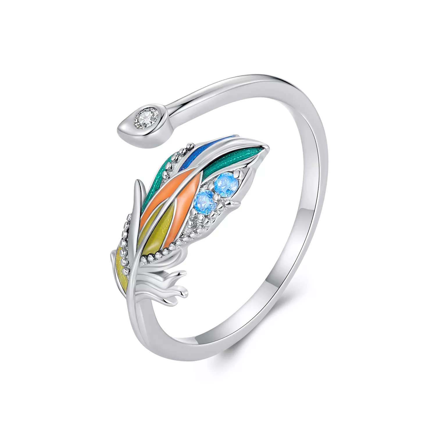 anillo de pluma de estilo pandora bsr469 e
