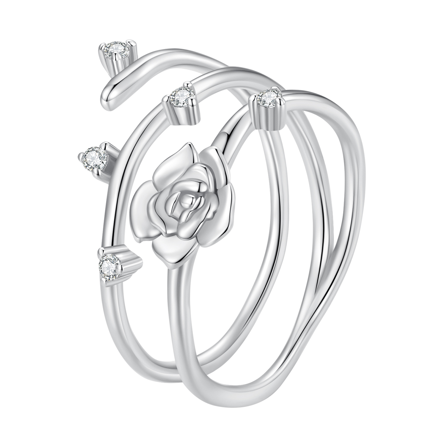 anillo de vid rosa versátil personalizado al estilo de pandora bsr404