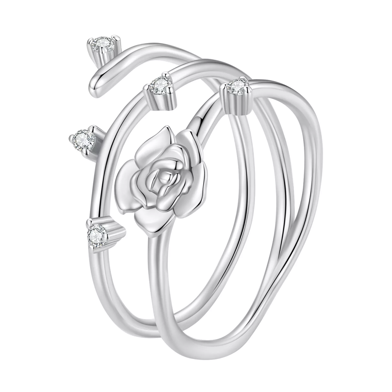 anillo de vid rosa versátil personalizado al estilo de pandora bsr404