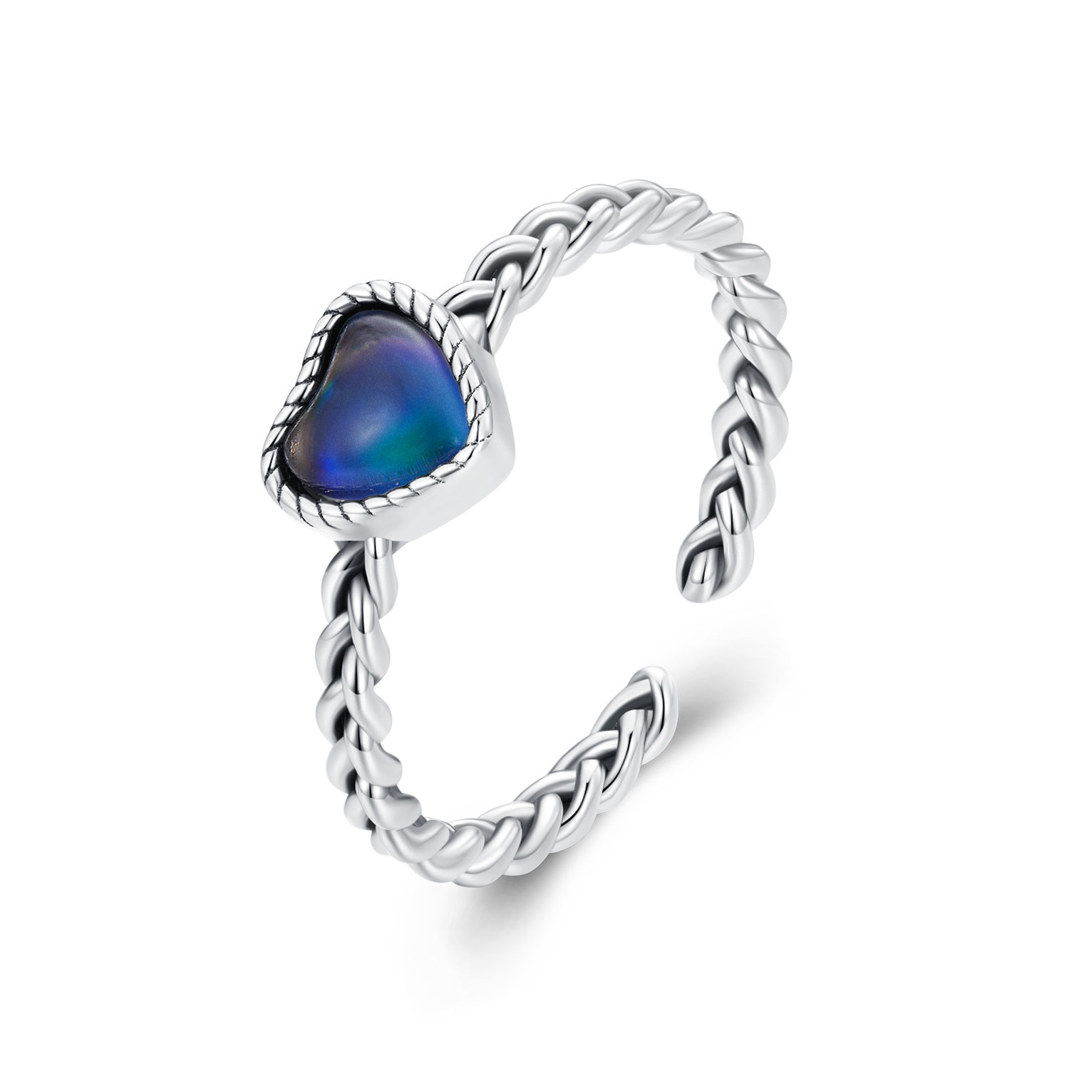 anillo en forma de corazón con un sencillo giro al estilo pandora scr956