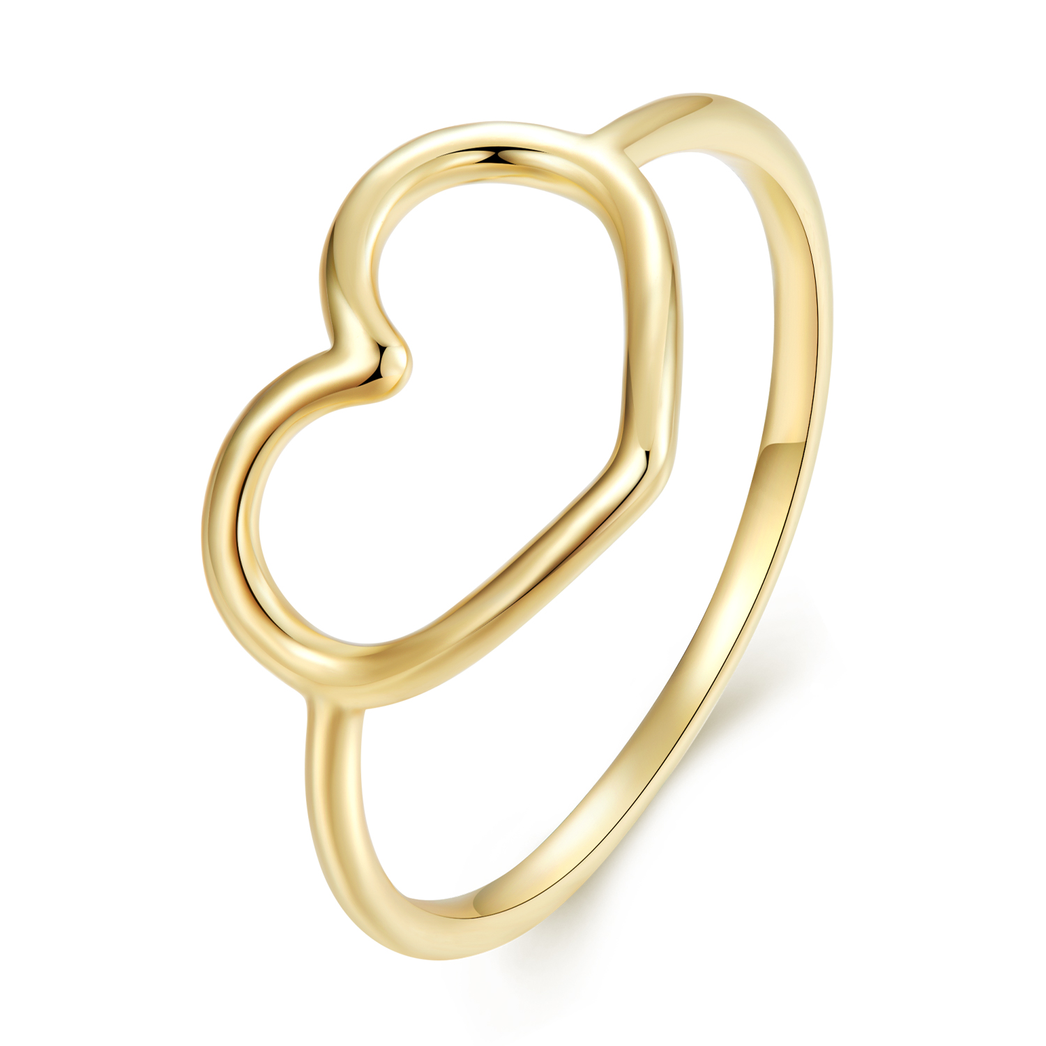 anillo en forma de corazón estilo pandora con baño de oro scr641 b