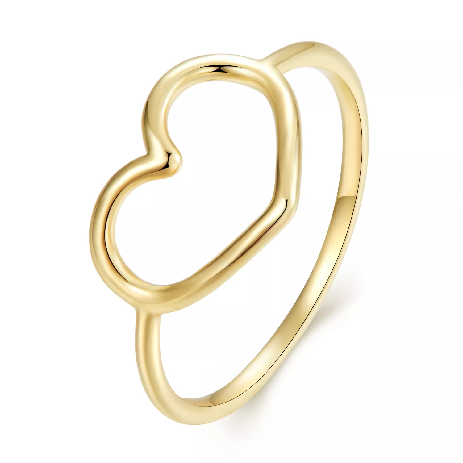 anillo en forma de corazón estilo pandora con baño de oro scr641 b