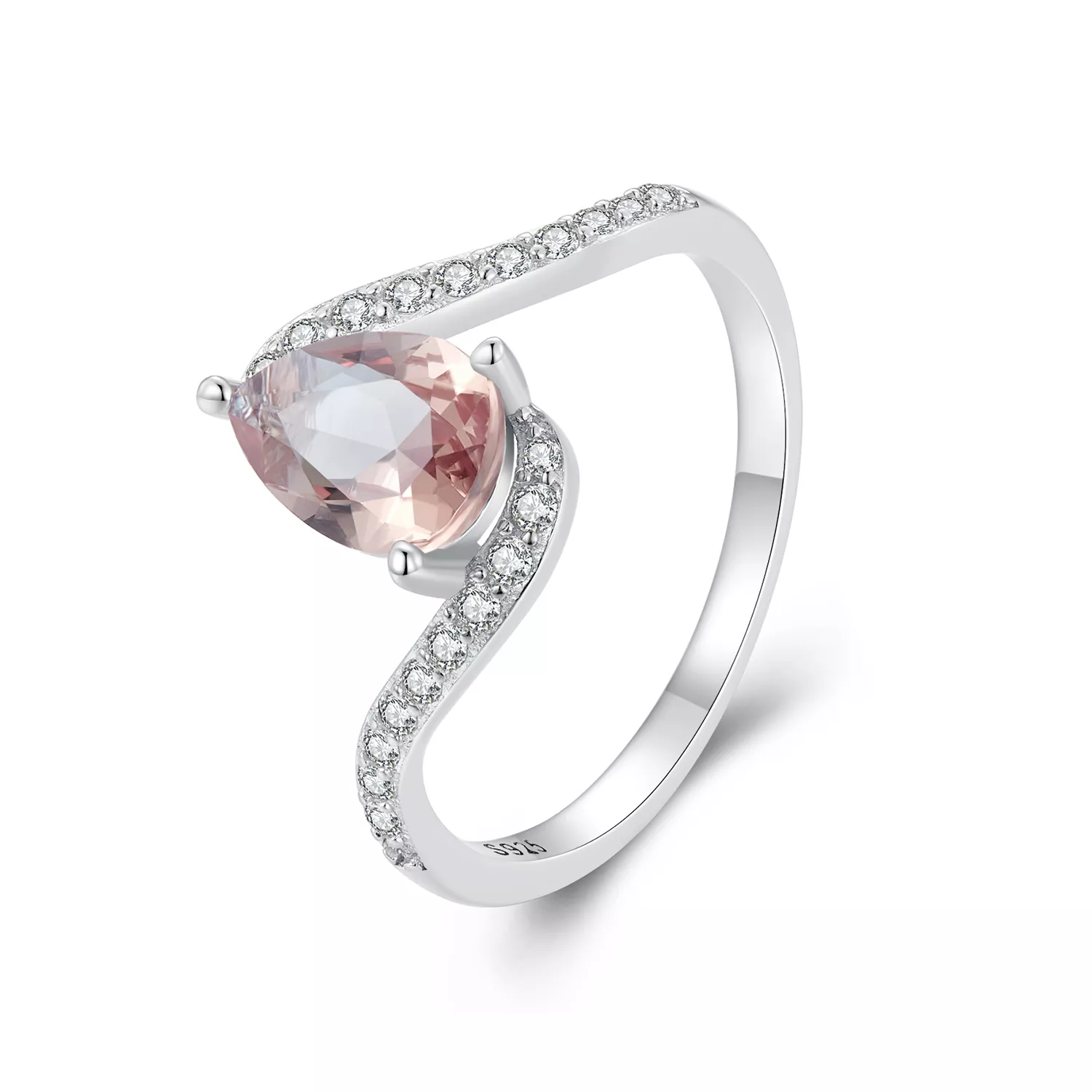 anillo en forma de pera estilo pandora con piedra de color bsr480