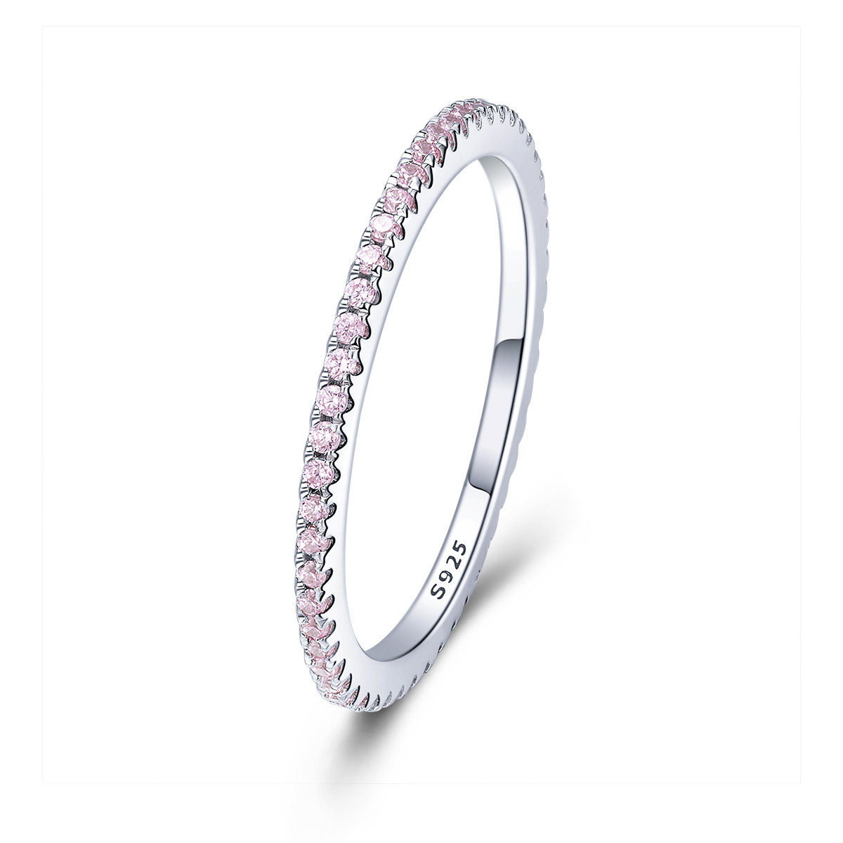 anillo estilo pandora con diamante rosa scr066 j