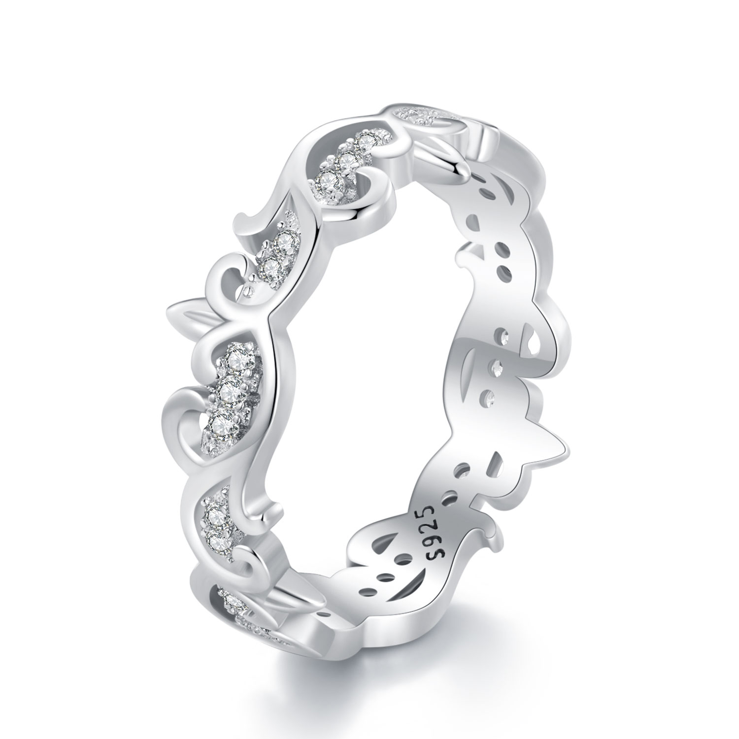 anillo estilo pandora con diseño de enredadera bsr489