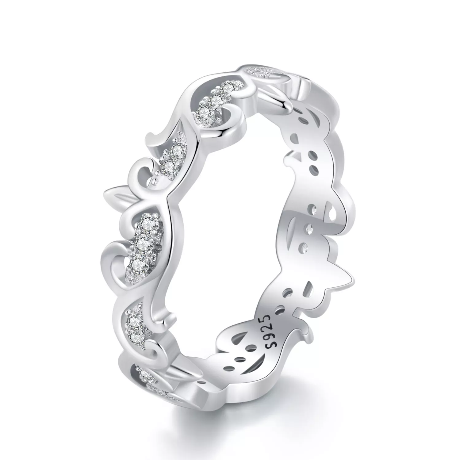 anillo estilo pandora con diseño de enredadera bsr489