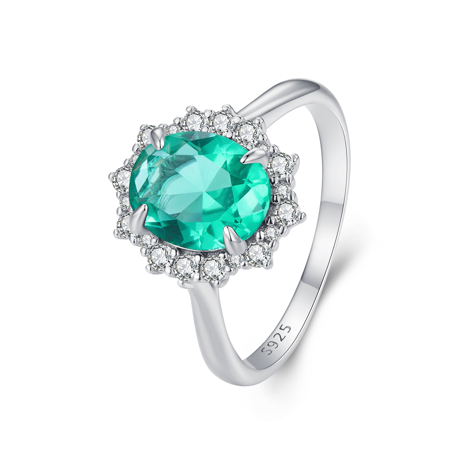 anillo estilo pandora con diseño de ondas en color verde claro bsr448