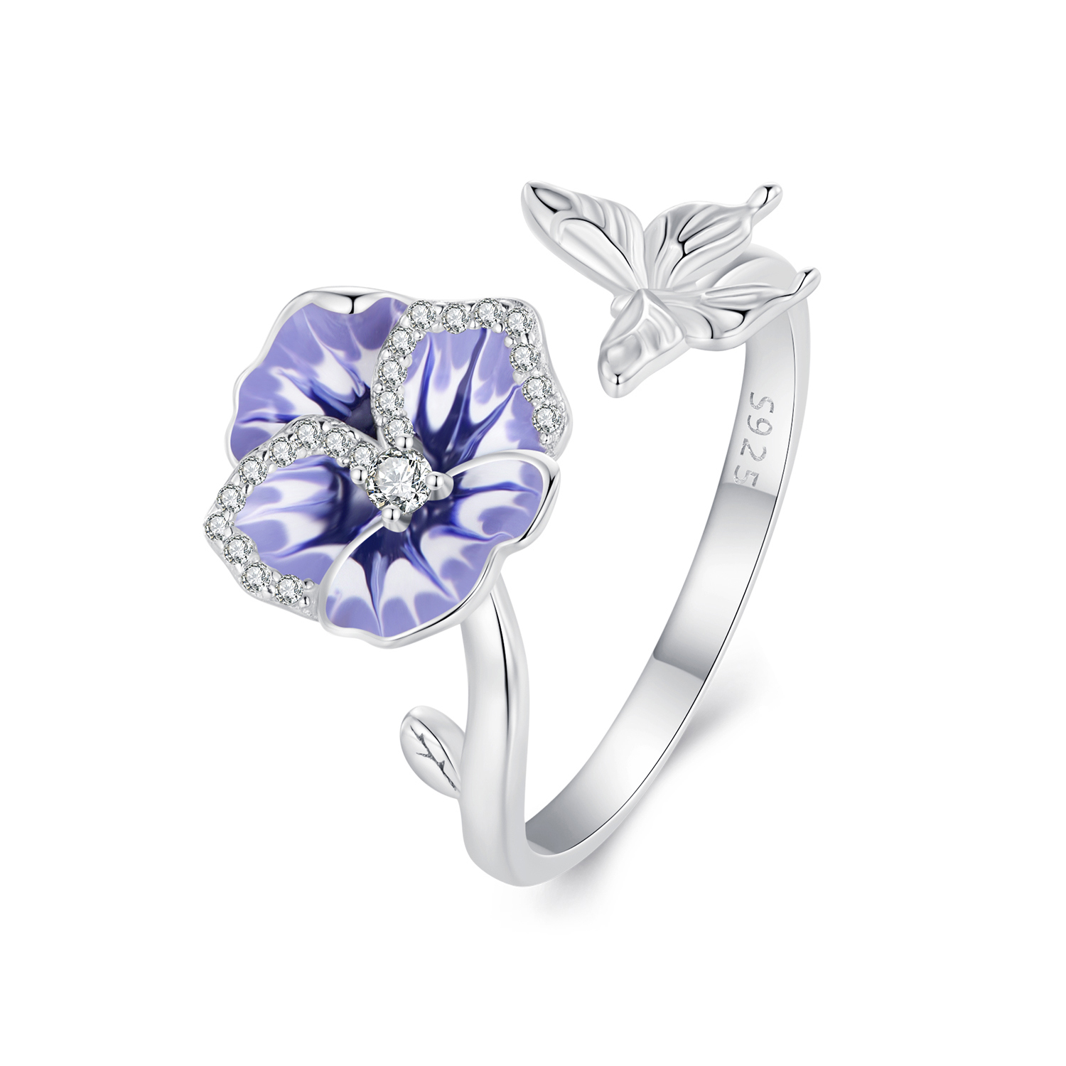 anillo estilo pandora con diseño de pensamiento bsr452 e