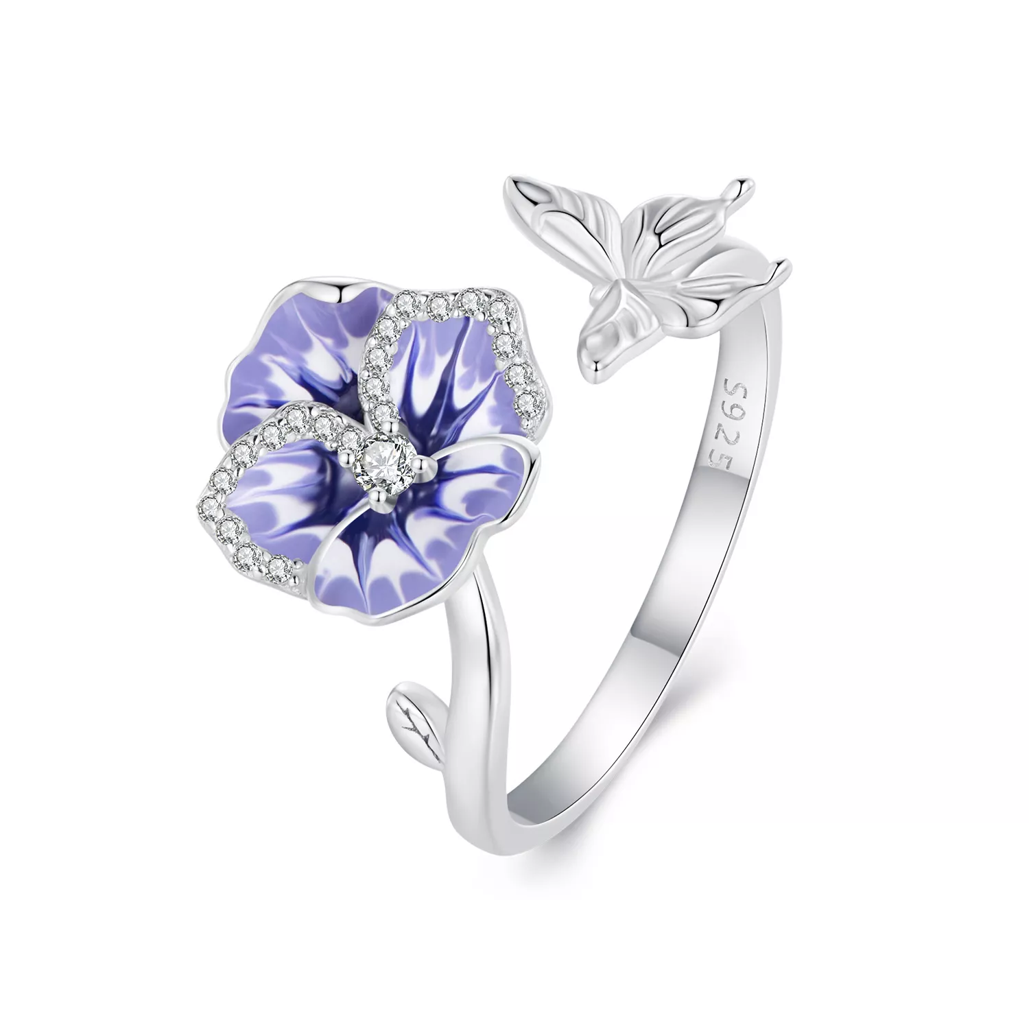 anillo estilo pandora con diseño de pensamiento bsr452 e