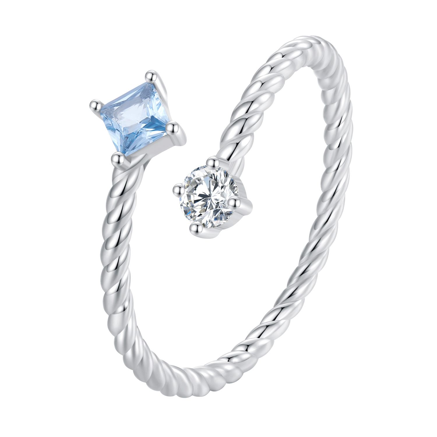 anillo estilo pandora con giro azul scr923