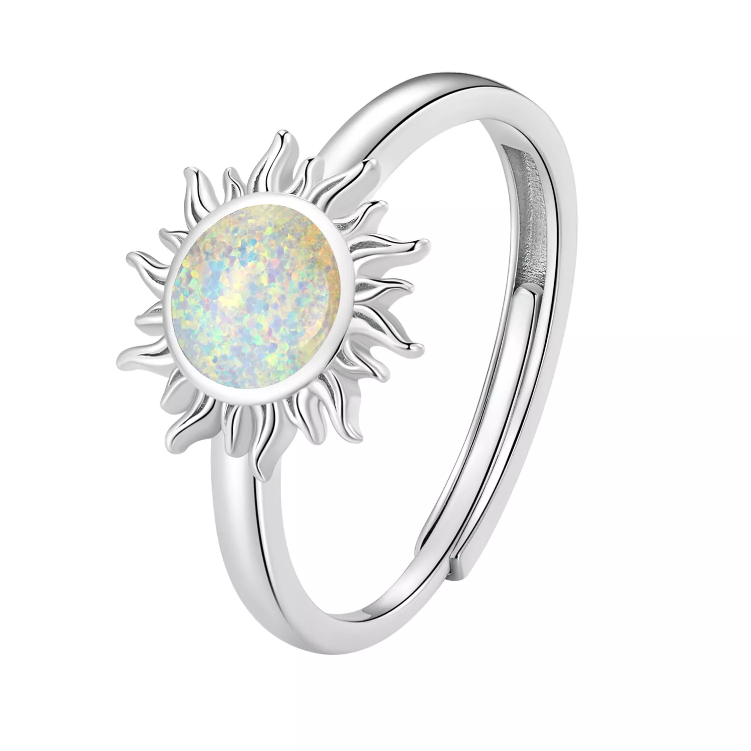 anillo estilo pandora con opalos en forma de sol bsr398