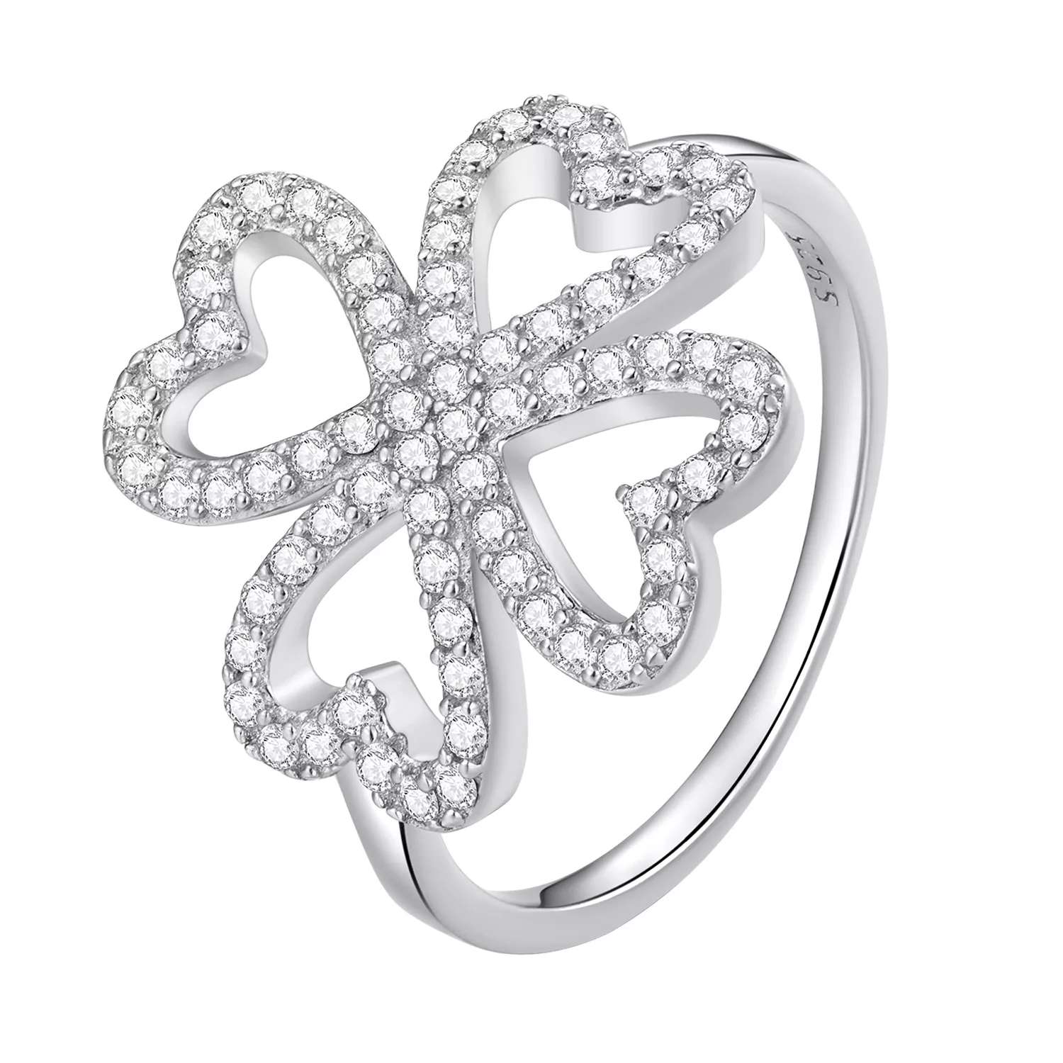 anillo estilo pandora de trébol de cuatro hojas bsr399
