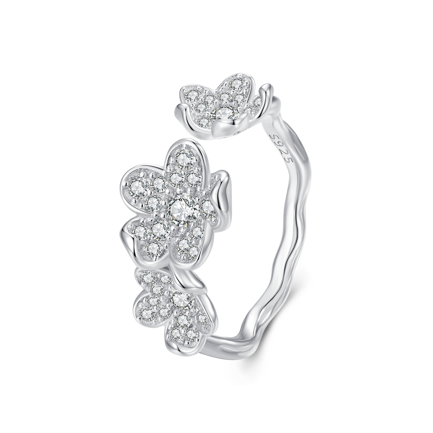 anillo estilo pandora lleno de flores bsr447
