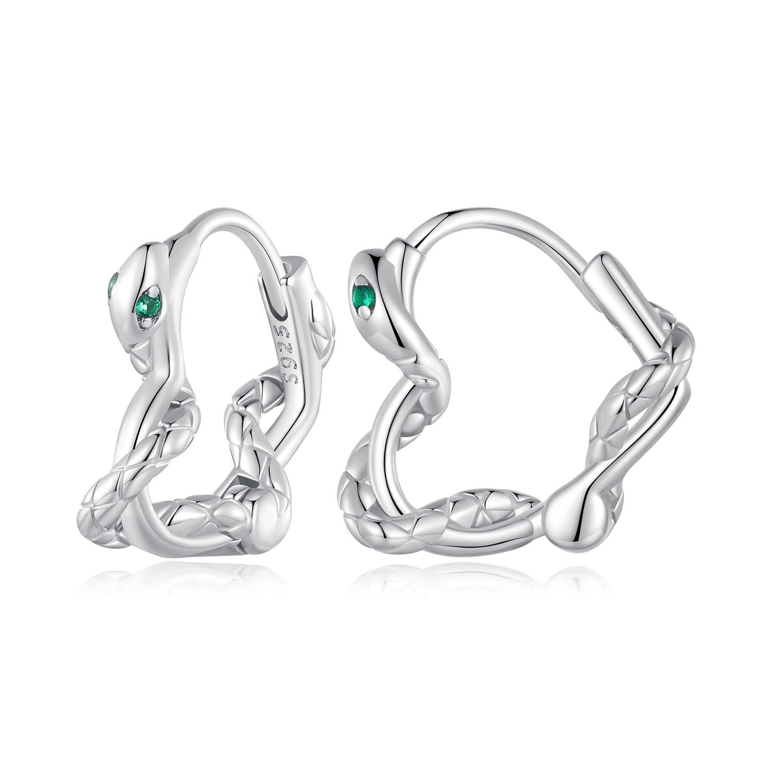 aretes con forma de corazón en espiral de serpiente estilo pandora bse911