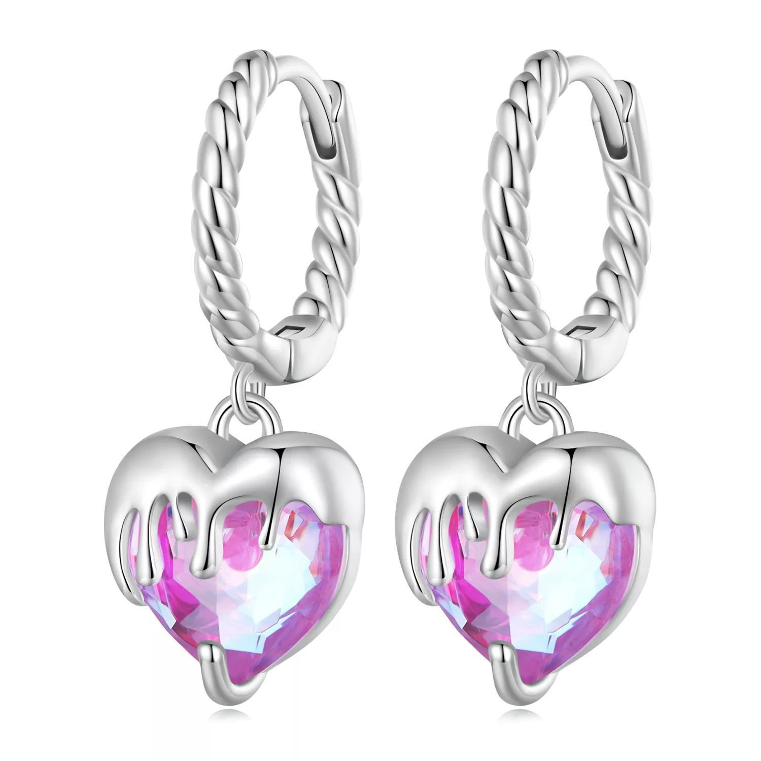 aretes de argolla con corazón fundiéndose al estilo pandora bse833