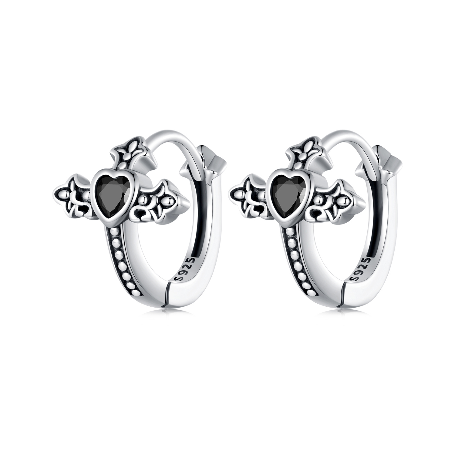 aretes de argolla con cruz estilo pandora sce1642