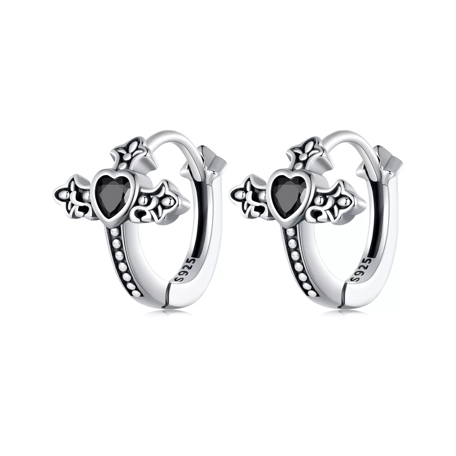 aretes de argolla con cruz estilo pandora sce1642