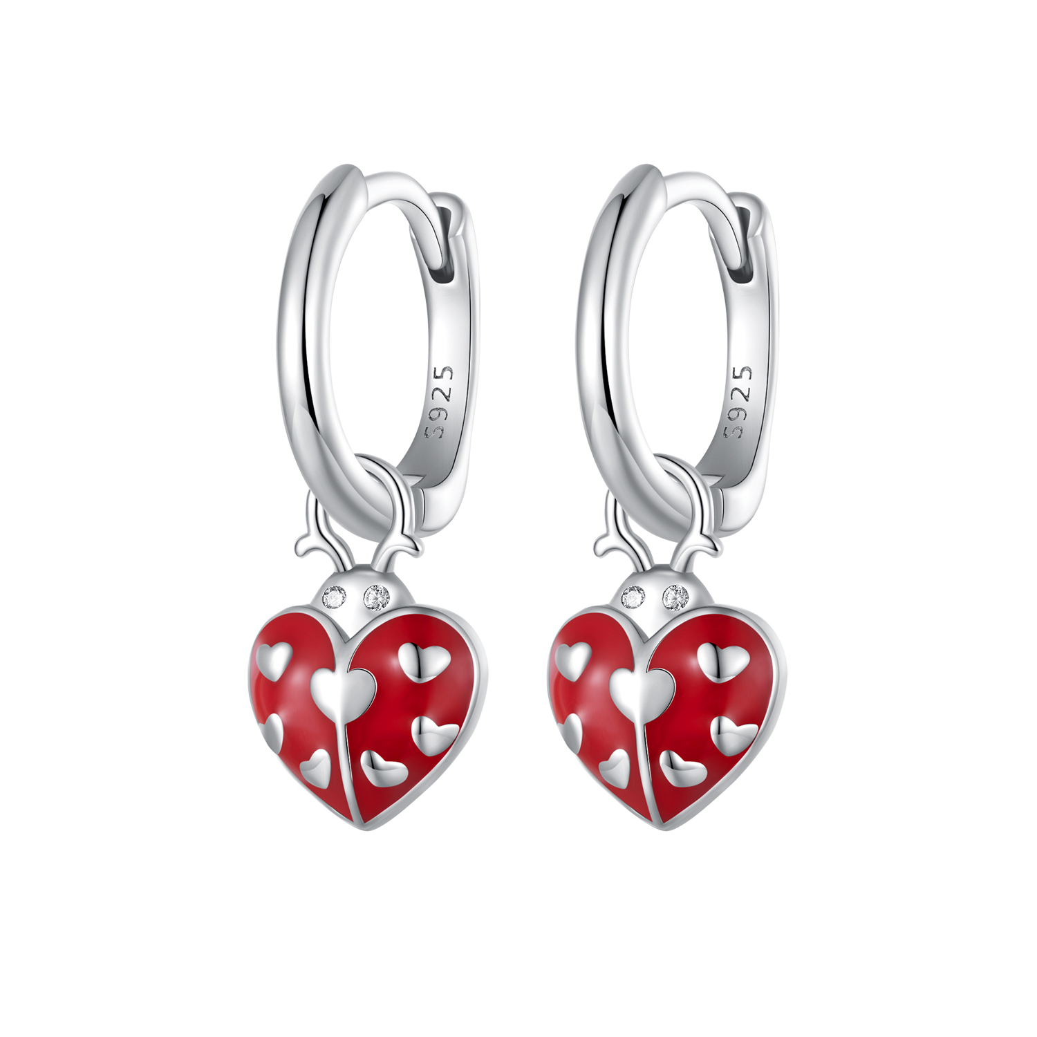 aretes de argolla con estilo pandora con mariquitas sce1573