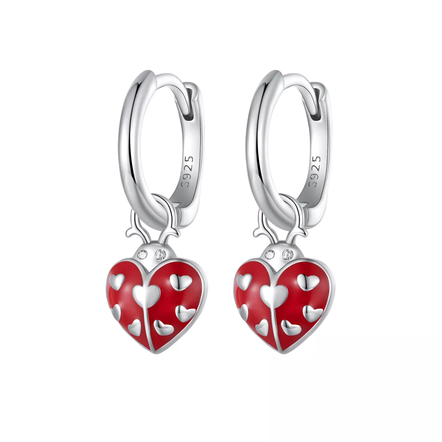 aretes de argolla con estilo pandora con mariquitas sce1573