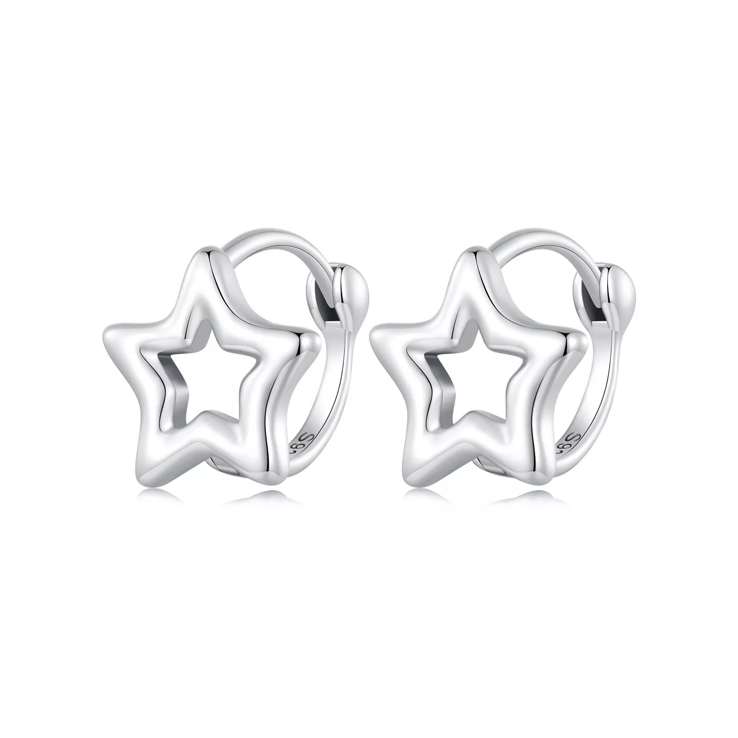 aretes de argolla con estilo pandora en forma de estrella bse896