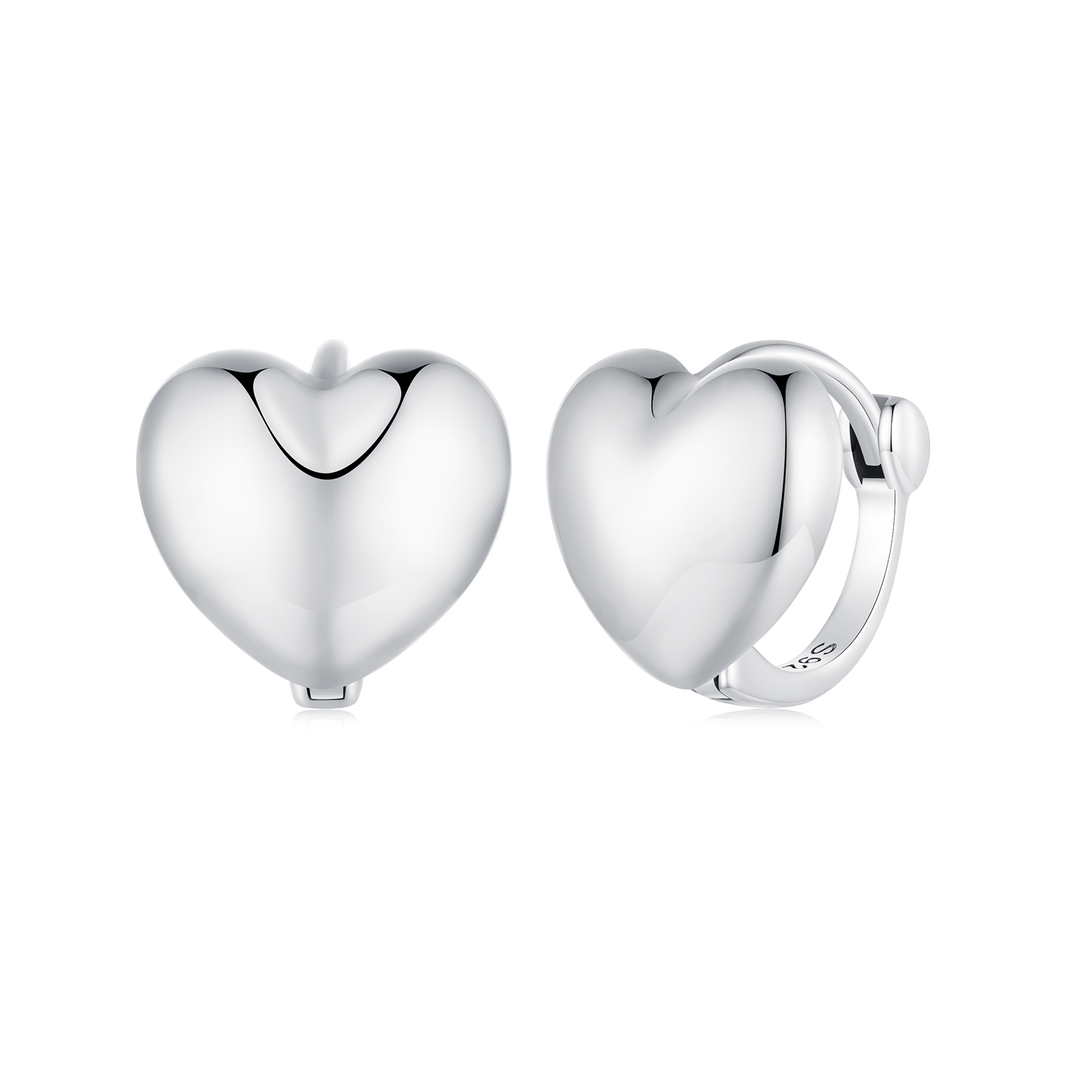 aretes de argolla en forma de corazón estilo pandora bse905